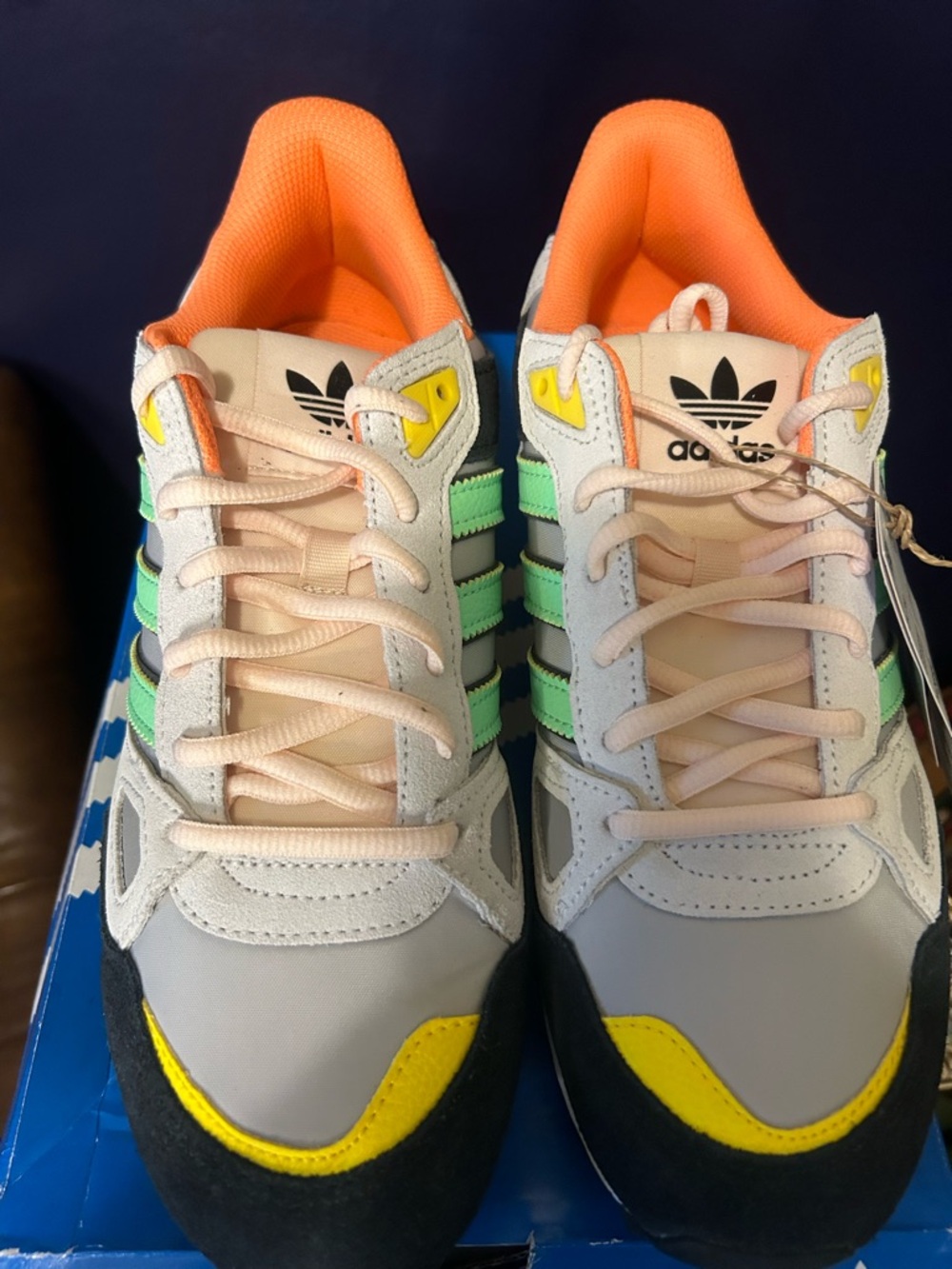 adidas ZX 750 Sneakers in Black, Gray, Green & Orange - Picture 3 of 5